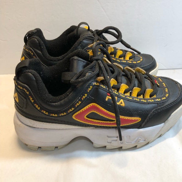 Fila Disruptor 2 Black Yellow Orange Athletic Shoes Sneakers Youth Size 4 - Picture 5 of 8
